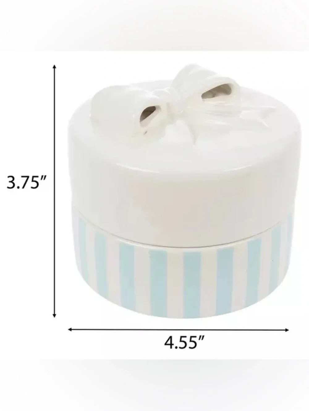 White Bow & Blue Stripes Ceramic Box